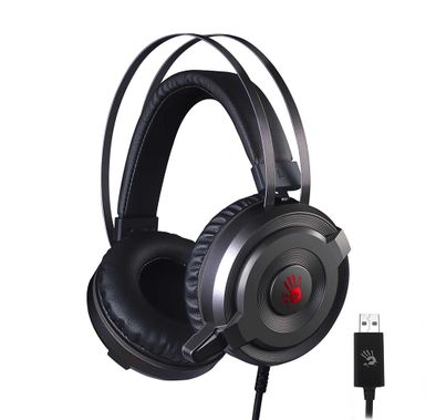 Bloody G520S 2.0 Gaming Headphones with Noise-Canceling Mic, Auto-Adjusting Headband, and 7-Color LED light - Black