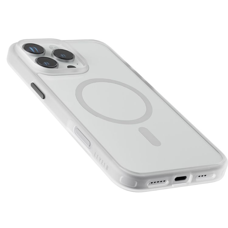 Levelo MagSafe Solo Case for iPhone 16 Pro Max, Clearview Technology, 3H Scratch Resistance, Hybrid Construction - White