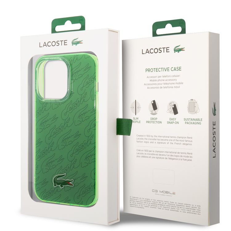 Lacoste Hard Case IML Double Layer & Dyed Bumper Signature Pattern - iPhone 14 Pro - Green