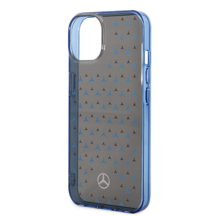 Mercedes-Benz Double Layer PC/TPU Case with Large Star Pattern iPhone 14 Compatibility - Black / Blue