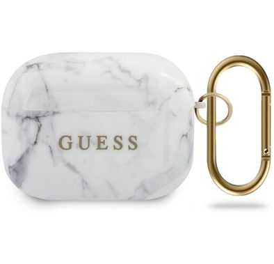  جراب سي جي موبايل من غيس تأثير رخامي من مادة بولي يوريثان الحراري لسماعات ايربودز برو مرخص رسميًا ، أبيض