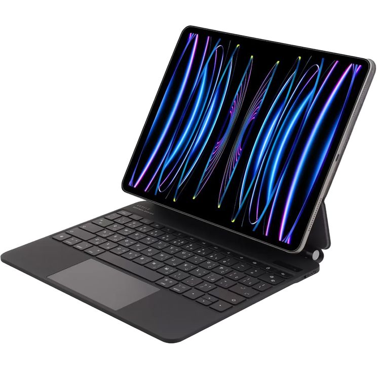 Levelo AeroBoard Saffanio Leather Wireless Keyboard for iPad Pro 11" & iPad Air 11" M3 (2025) with Multi-Gesture Trackpad, 300 Hours Standby Time, Up to 130° Adjustable Angle - Black