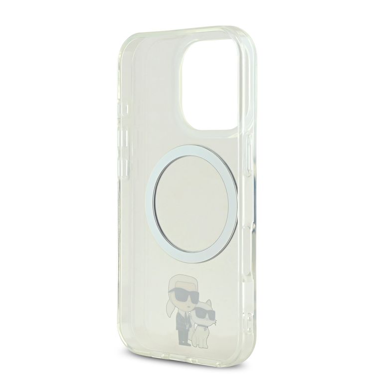جراب KARL LAGERFELD Magsafe IML الصلب مع NFT KARL &amp; CHOUPETTE لجهاز iPhone 16 Pro Max - شفاف