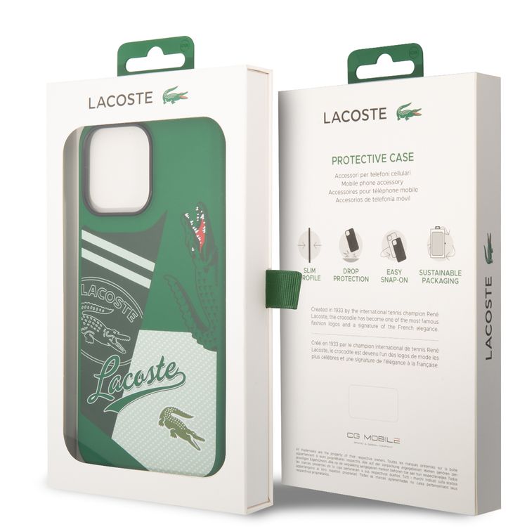 Lacoste Hard Case Liquid Silicone / Microfiber Patchwork B, Compatible with iPhone 14 Pro Max - Green