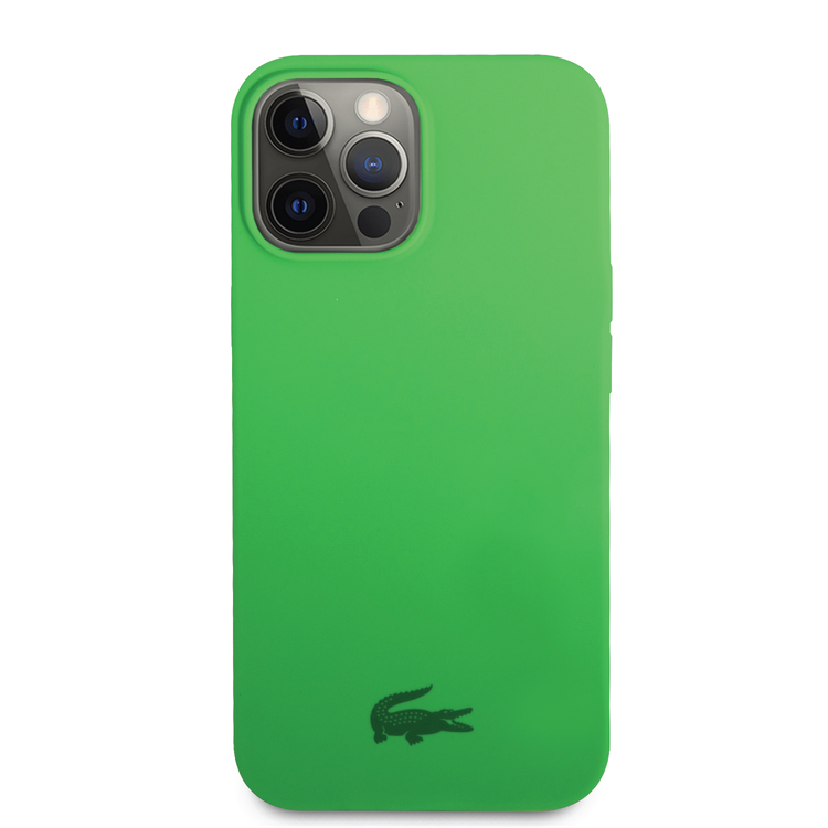 Lacoste Hard Case Liquid Silicone / Microfiber Glossy Printing Logo Compatible with iPhone 14 Pro Max - Green