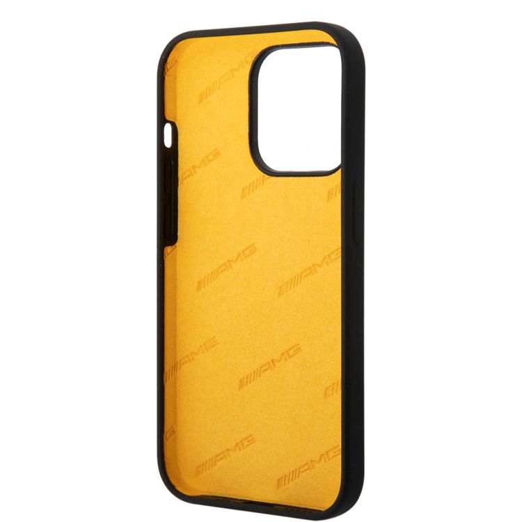 AMG Liquid Silicone Case with Colorful AMG Logo Bumper ProtectioniPhone 14 Pro Compatibility - Yellow