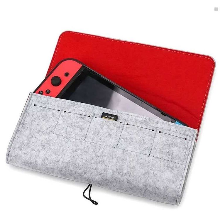 AhaStyle Carrying Case Compatible for Nintendo Switch Lite, Portable Carrying Bag, Ultra Slim Professional Protective Felt Pouch with 5 Game Cartridges Holders ( Switch Logo )