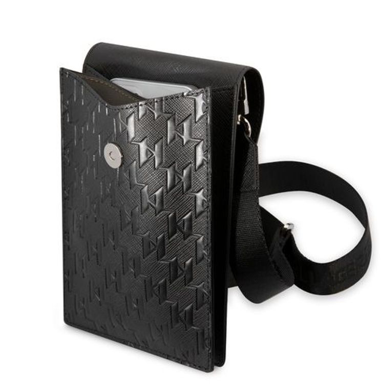 Karl Lagerfeld Wallet with Ikonik Mongram Logo and Patch Design  - Black