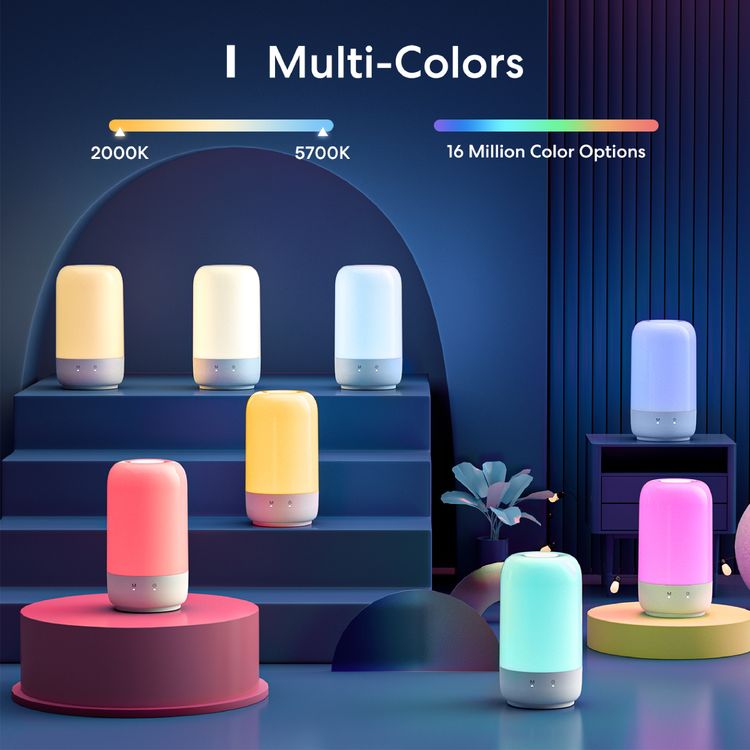 مصباح طاولة Meross Smart Wi-Fi المحيط مع مصابيح RGB - أبيض