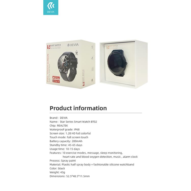 Devia Star Series Smart Watch BT02 - Black