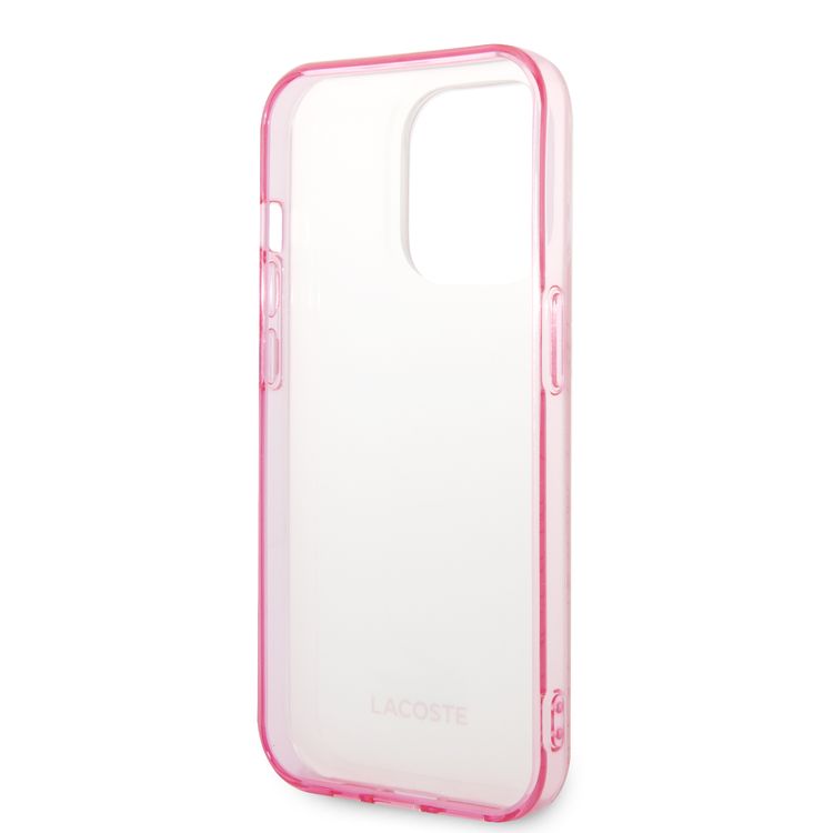 Lacoste Hard Case IML Double Layer & Dyed Bumper Signature Pattern - iPhone 14 Pro - Pink
