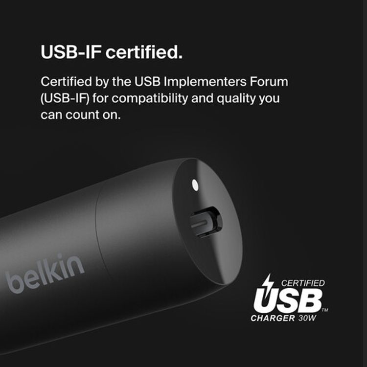 شاحن سيارة بلكين USB-C بقدرة 30 وات PPS - أسود