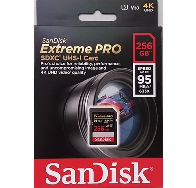 SanDisk 256GB Extreme PRO SDXC Memory Card up to 95 MB/s, Class 10, U3, V30-SDSDXXG-256G-GN4IN