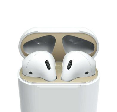 Elago Dust Guard Compatible with Apple Airpods 1 & 2 (2 Sets) Complete Protection, Easy and Clean Installation, 18k Gold Plating, Dust Guard Installed, Shockproof - Matte Gold