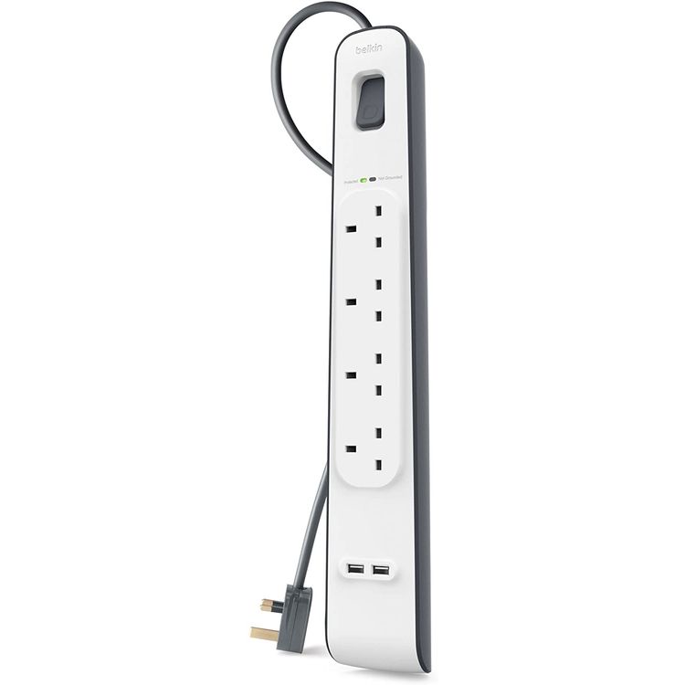 Multiport Extension Belkin BSV401AF2M 4-Way Surge Protection Strip - White