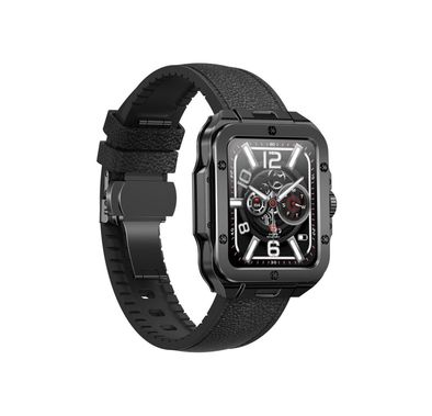 Swiss Military Alps 2, 1.85" HD Display, 4GB Built-in Memory, Workout Detection, Blood Pressure & Oxygen Level Monitoring, Make and Receive Calls - Gunmetal Frame and Black Leather Strap