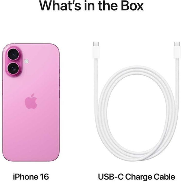 Apple iPhone 16 with 512GB Capacity, 6.1‑inch Screen Size, USB-C Connector Type, 6‑Core CPU, 5‑Core GPU, 5G Network Technology, Splash, Water & Dust Resistant, Middle East Version - Pink