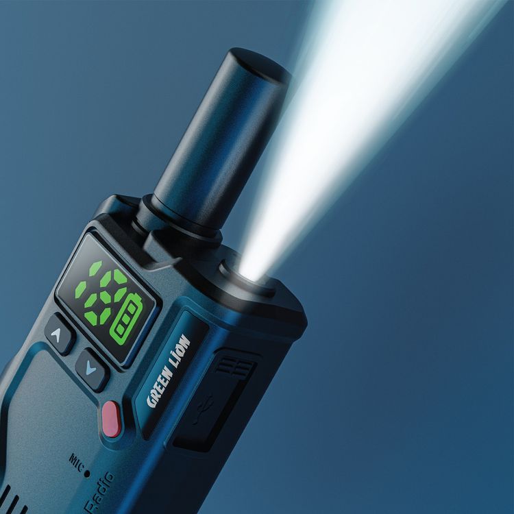 Green Lion GPX600 Walkie Talkie with 16 Analog Channels, Clear Phosphor Display, 8-Level Volume Control, 2-4km Transmit Range, 4-5 Days Working Time - Black