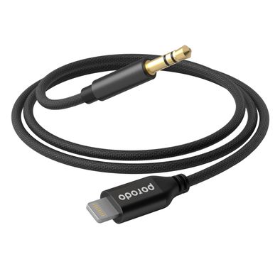 Porodo Braided Lightning to 3.5mm AUX Cable 1.2M - Black