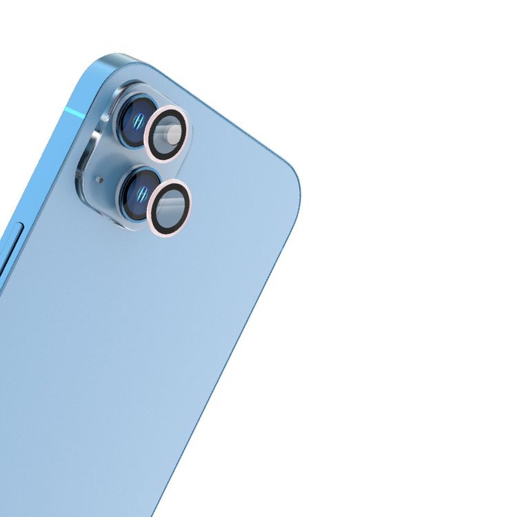 حامي عدسة LEVELO Lucent Duo متوافق مع آيفون 13 ميني و13 (قطعتين)، صلابة 9H، خالٍ من الفقاعات، فائق النحافة ويغطي بالكامل، حامي عدسة الكاميرا، مقاوم للخدش - وردي