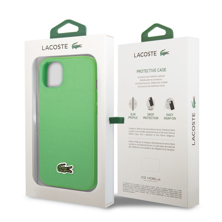 Lacoste Hard Case Iconic Petit Pique PU Woven Logo Estragon Compatible with iPhone 14 Plus - Green