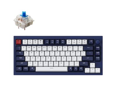 Keychron Q1 QMK Gateron G-PRO Switch لوحة مفاتيح ميكانيكية RGB ومقبض ومفتاح أزرق وقابل للتبديل السريع حسب الطلب - البحريه الزرقاء