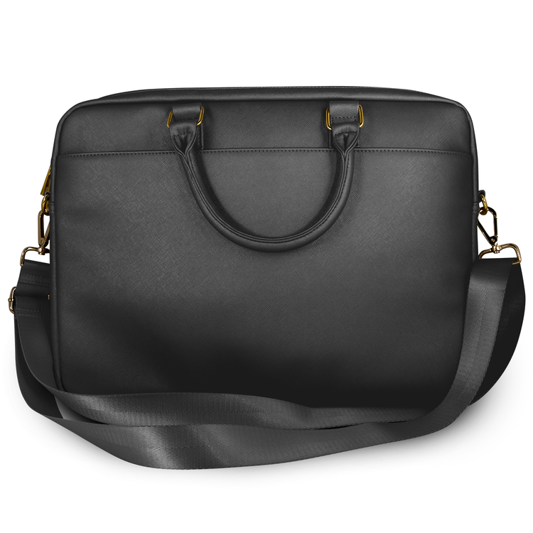CG MOBILE Guess Saffiano-Look Portable Computer Bag 15" with Adjustable Shoulder Strap Compatible for MacBook Suitable with Outdoor, Business, Office Officially Licensed - Black