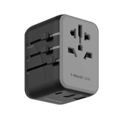 Momax 1-World 3 Port + AC Travel Adapter 20W