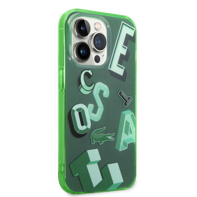 Lacoste Hard Case IML Double Layer & Dyed Bumper Lettrines Compatible with iPhone 14 Pro - Green