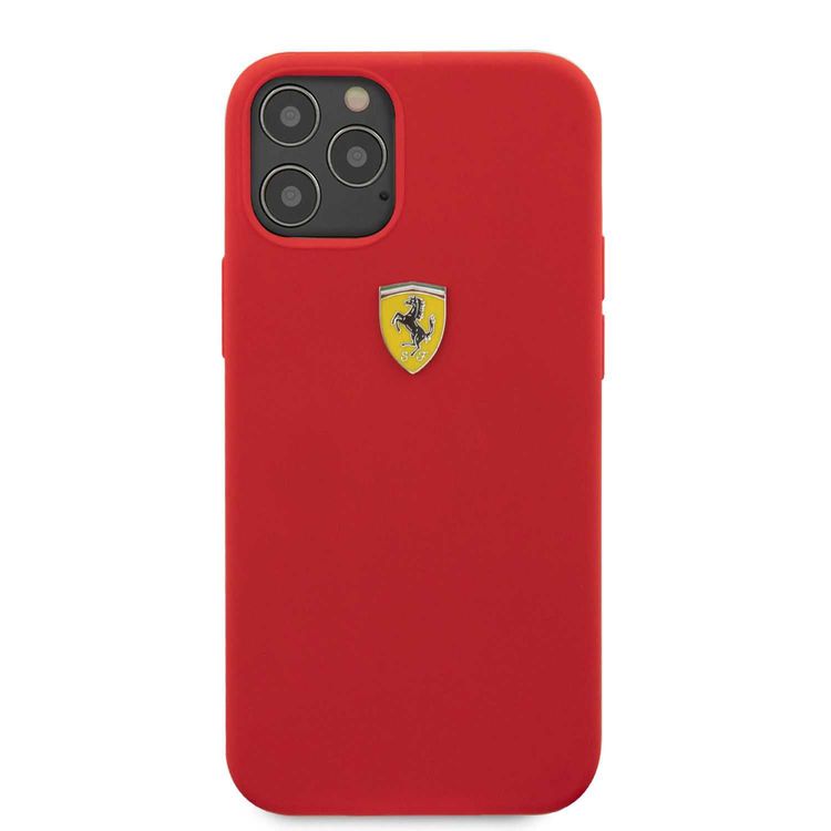 CG Mobile Ferrari On Track Liquid Silicone Case Metal Logo Compatible for iPhone 12 / 12 Pro (6.1") - Red