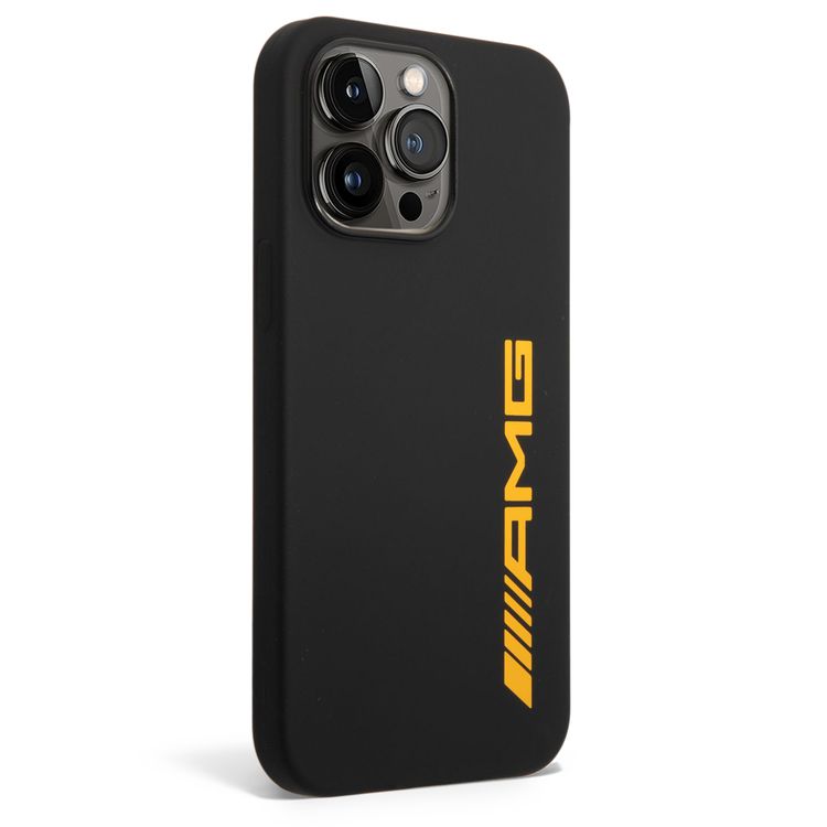 AMG Liquid Silicone Case with Colorful AMG Logo Bumper ProtectioniPhone 14 Pro Max Compatibility - Yellow