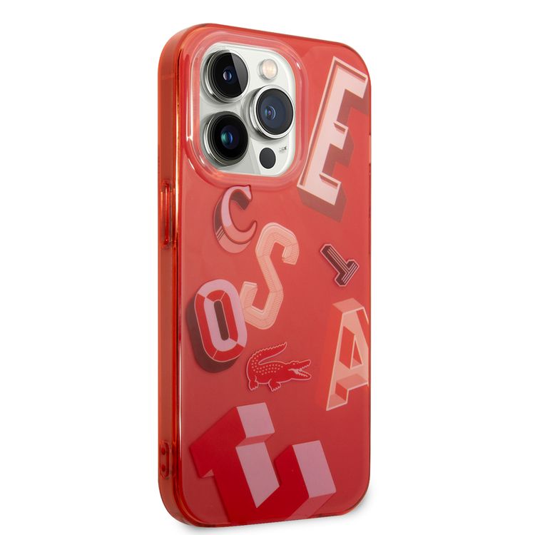 Lacoste Hard Case IML Double Layer & Dyed Bumper Lettrines Compatible with iPhone 14 Pro - Red