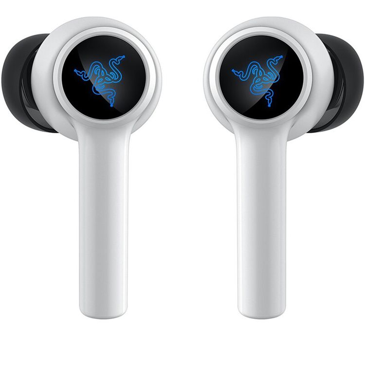 Razer Hammerhead HyperSpeed Multi-Platform Gaming Earbuds, True Wireless, Up to 30 Hours Battery Life, Noise Cancelling, Backlight, USB Type-C Charging - White