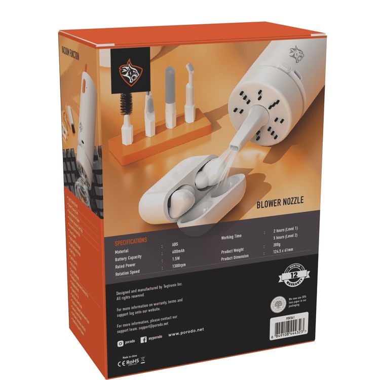 مجموعة تنظيف بورودو للألعاب 21 في 1 مع مكنسة كهربائية ومنفاخ، بقوة 1.5 وات، سهلة السفر، متعددة الأغراض، سعة بطارية 600 مللي أمبير، تصميم خفيف الوزن وصغير الحجم، محمولة، مجموعة تنظيف عميق لسماعات الأذن ولوحة المفاتيح والشاشة والكمبيوتر اللوحي والساعة الذكية - أبيض