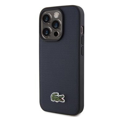 Lacoste HC MagSafe Iconic Petit Pique PU Woven Logo for iPhone 15 Series - Navy - iPhone 15 Pro
