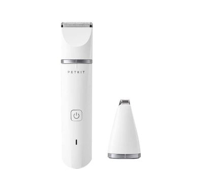بيت كيت 2 في 1 للكلاب والقطط مقصات تشذيب بشفرتين ، منخفضة الضوضاء ، مقاومة للماء ، قابلة لإعادة الشحن لاسلكية للحيوانات الأليفة ماكينات حلاقة الشعر للكلاب والقطط - أبيض