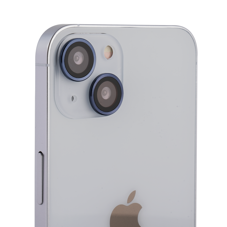 Devia Gemstone Lens Protector (2pcs) Compatible for iPhone 13 (6.1") Aluminum Alloy + Tempered Glass Camera Lens Protector, Explosion-proof & Scratchproof  - Blue