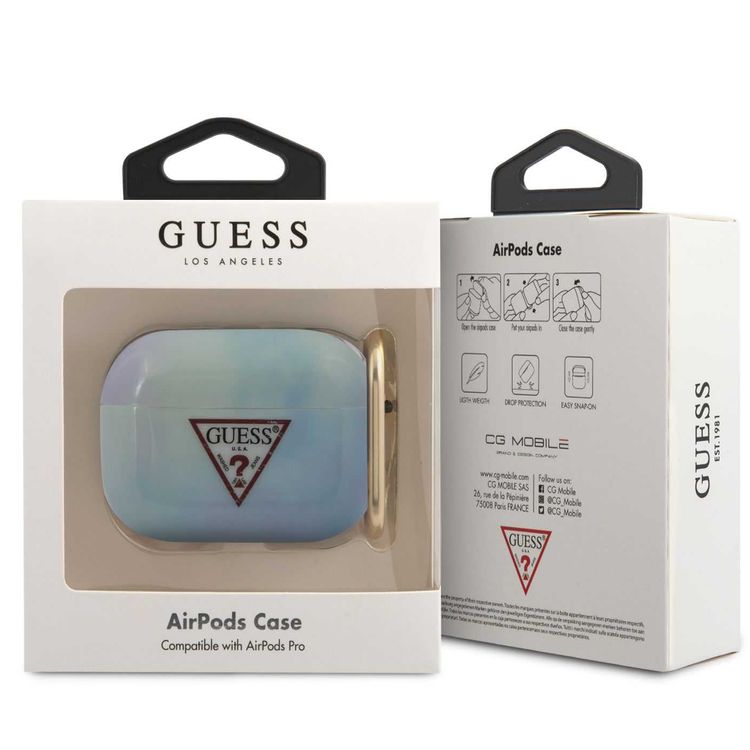  سي جي موبايل جيس جراب من مادة بولي الكربونات / بولي اليوريثان الحراري مصبوغ باعتدال بالوان كهربائية مع حلقة مضادة للفقد متوافقة مع ايربودز برو ، ومقاوم للخدش والسقوط ، وغطاء سيليكون واقٍ ومقاوم للأتربة وممتص مناسب مع شواحن لاسلكية مرخصة رسميًا - أزرق