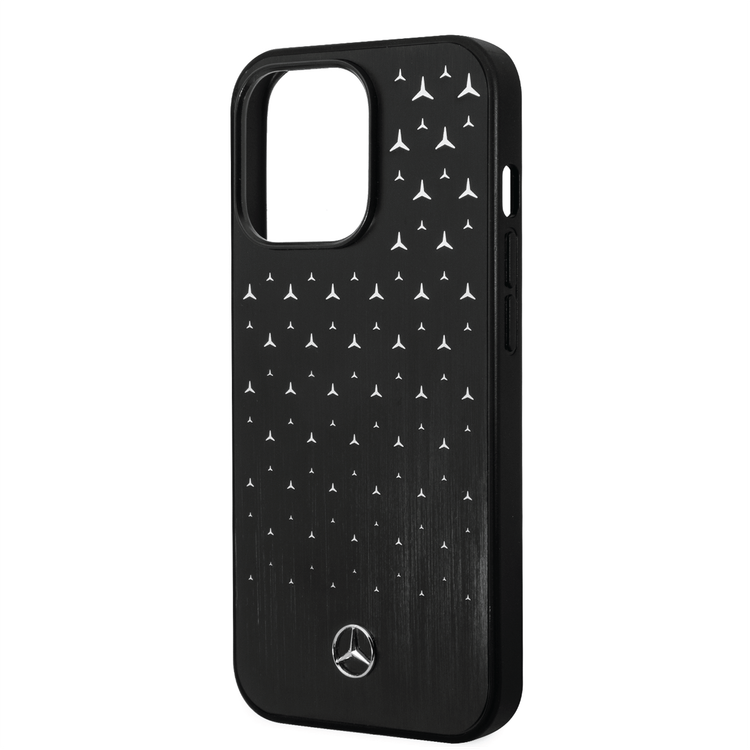 Mercedes-Benz Aluminum Case with Star Pattern Bumper ProtectioniPhone 14 Pro Max Compatibility - Black