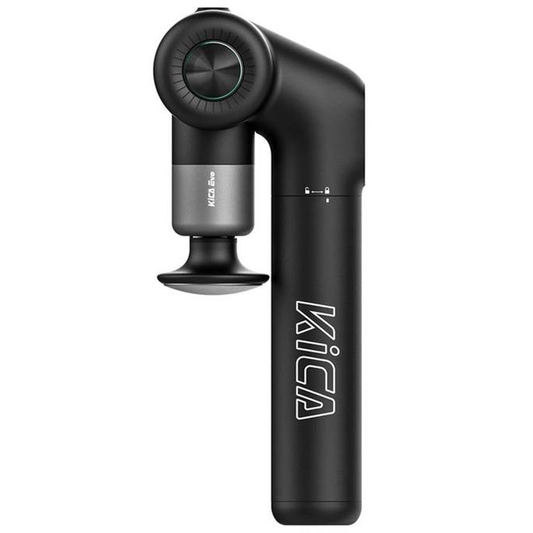 Kica Evo Massage Device with Extendable Handle, 6 Professional Massage Heads, 1600mAh Battery, Comfortable Powerful Vibration, 12mm Deep Stroke - Black