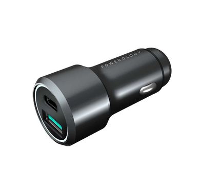 Powerology USB C Car Charger, Aluminum 36W 2 Port Type C PD Fast Charging 18W Power Delivery and Quick Charge 3.0 Compatible with Smartphones