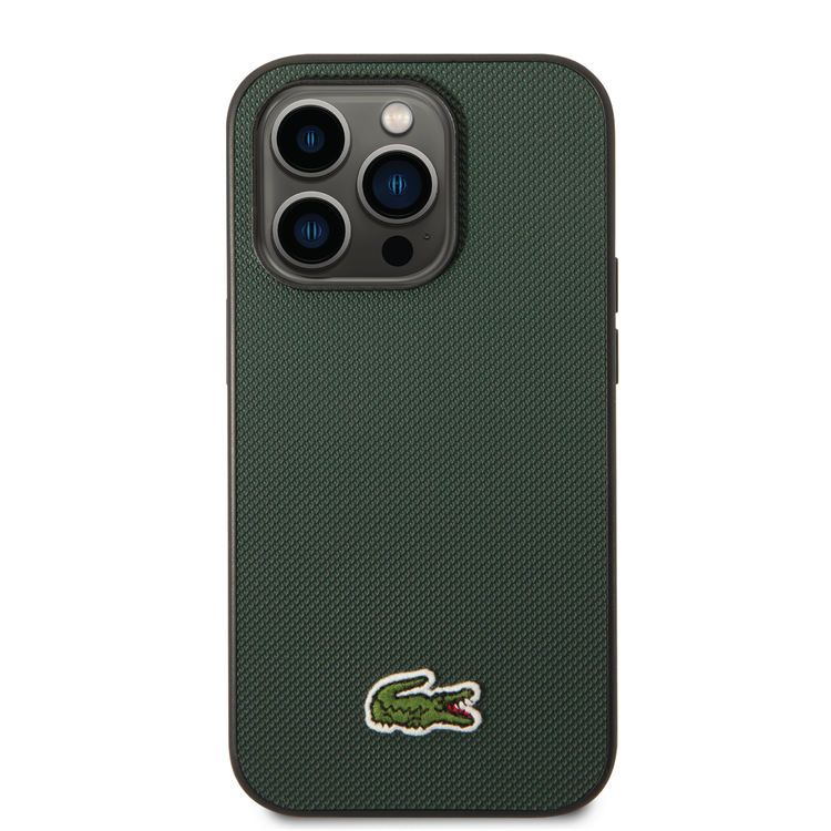 Lacoste Hard Case Iconic Petit Pique PU Woven Logo Estragon Compatible with iPhone 14 Pro - Sinople Green