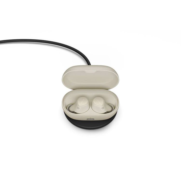 سماعات أذن لاسلكية حقيقية من جابرا إيليت 7 برو، سماعات أذن لاسلكية حقيقية، إلغاء الضوضاء النشط، تقليل الضوضاء أثناء المكالمات، خاصية HearThrough، وضع Mono - ذهبي وبيج