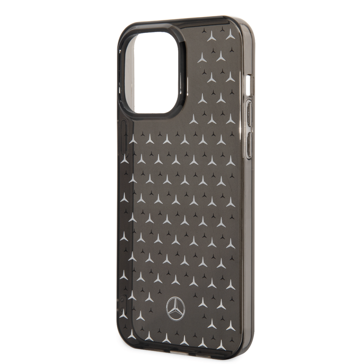 Mercedes-Benz Double Layer PC/TPU Case with Large Star Pattern iPhone 14 Pro Max Compatibility - Black / Silver