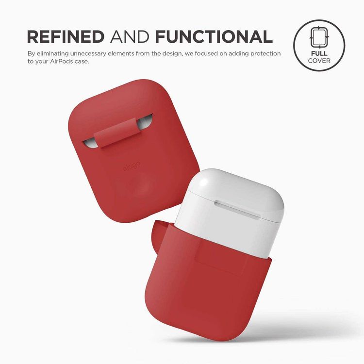 Elago Airpods Silicone Case Compatible with Lightning Type, Added Protection, Flexible, Perfectly Fit, External Impact Resistant, Scratch Resistant, Refined Detailed Design - Red