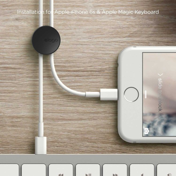 Elago Cable Managament Button, Compatible with Different types of Cables, Power Cord, TV Cable, USB Cable, Home and Office, Desktop Cable, Earphones Organizer, Organized - Black