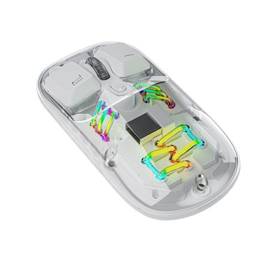 ماوس شفاف من بورودو مع وضع مزدوج للبلوتوث، منفذ شحن من النوع C، التوصيل والتشغيل، ويندوز/ماك/أندرويد/آي أو إس، نقطة في البوصة قابلة للتعديل 