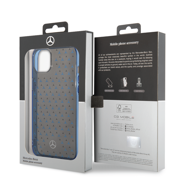 Mercedes-Benz Double Layer PC/TPU Case with Large Star Pattern iPhone 14 Plus Compatibility - Black / Blue