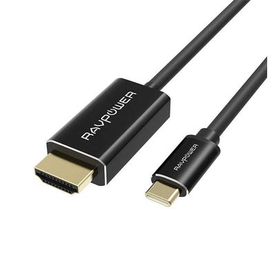 RAVPower Type-C to HDMI Cable 6.6ft/2m - Fast Data Transfer - 4K Video At 60Hz - Durable Long-lasting  Connector - HDMI Video Cable - Cord for Gaming & Media Streaming - Black