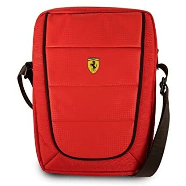 حقيبة تابلت سي جي موبايل فيراري سكوديريا مع أحزمة كتف قابلة للتعديل مقاس 8 بوصات مناسبة للخارج ، والأعمال ، والمكتب ، والمدارس ، وحقيبة رفيعة خفيفة الوزن ومرخصة رسميًا - أحمر